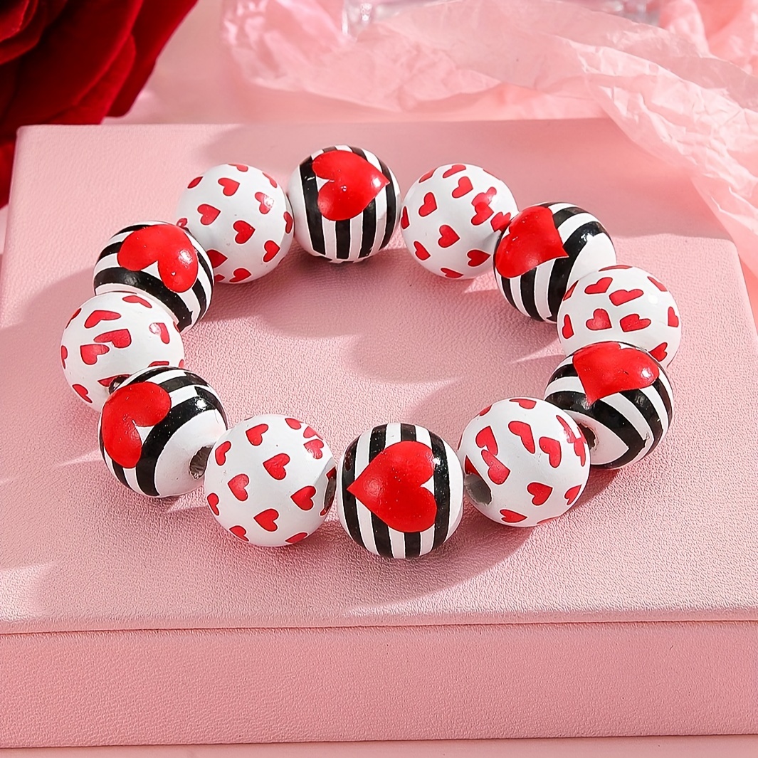 Heart Beaded Bracelet Valentine's Gift for Her